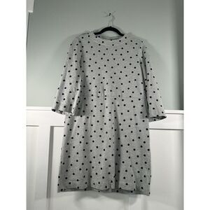 BODEN Sweatshirt Dress Gray Polka Dot 100% Cotton Pockets Size US 8